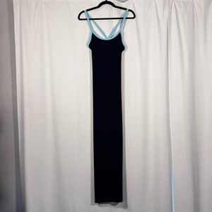 Vintage Black and Blue Crossback Bodycon Dress